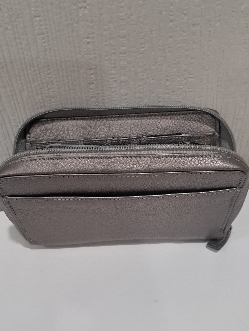 Derek Alexander Compact Metallic Card & Key Holder Wallet in Silver